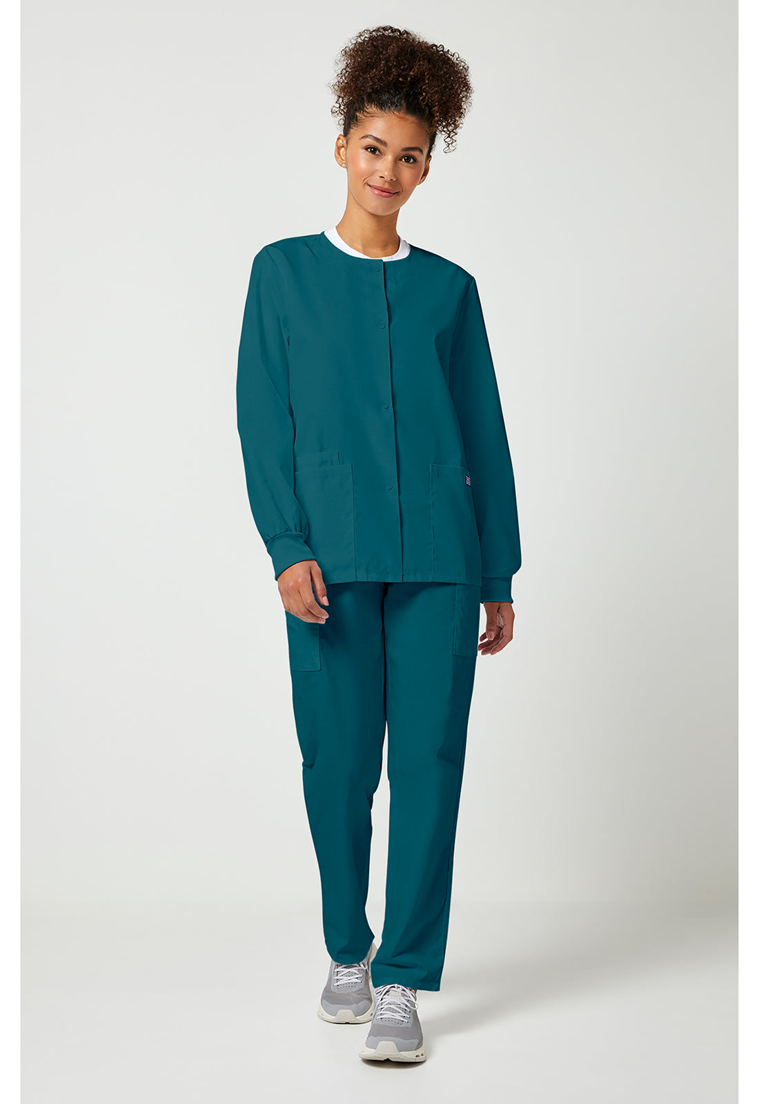 Workwear Originals 4350 Women's Snap Front Warm-Up Jacket Caribbean Blue