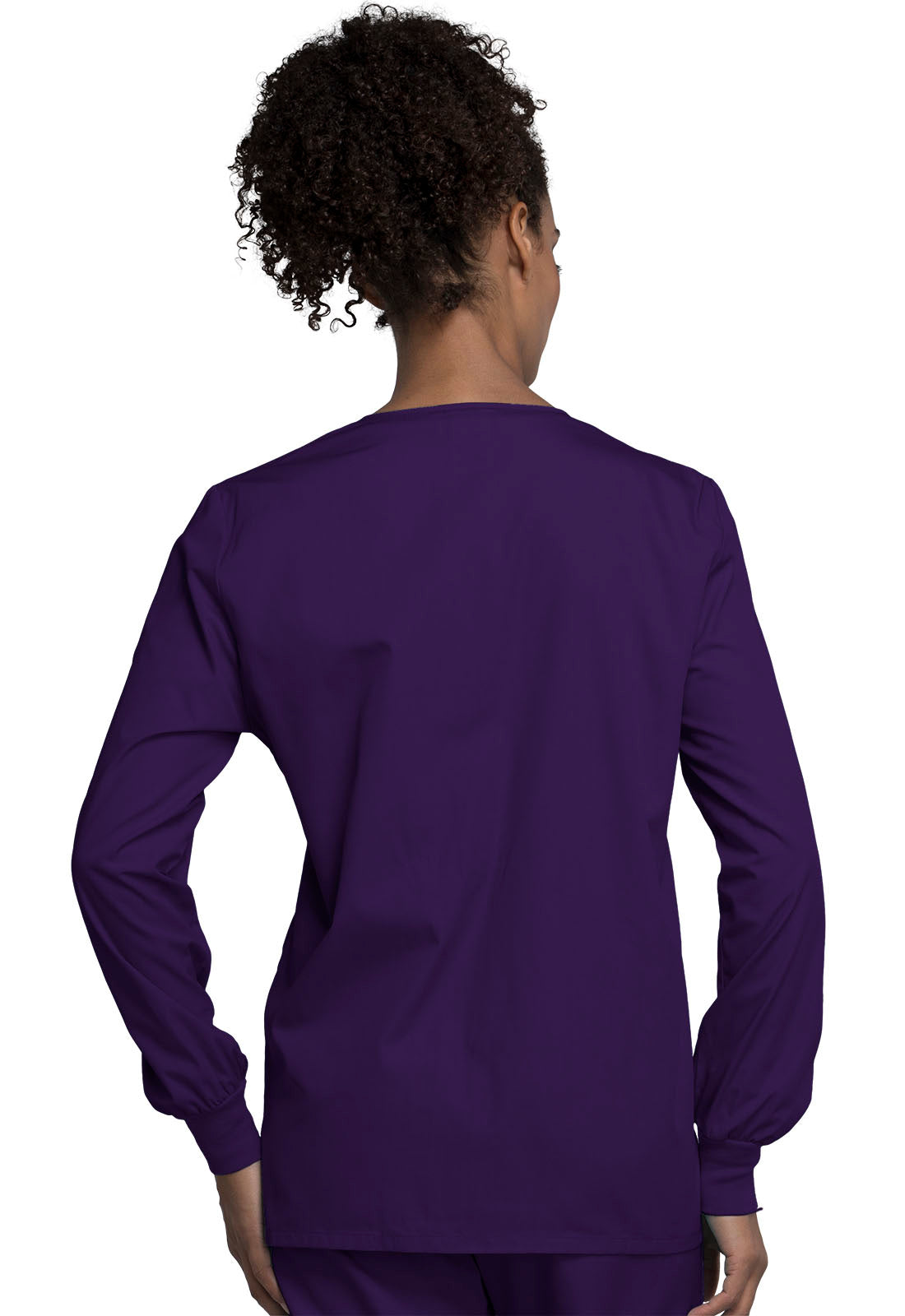 Originals 4350 Snap Front Warm-Up Jacket Eggplant Model Image Back | Cherokee Workwear