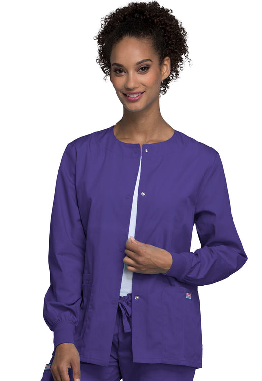 Originals 4350 Snap Front Warm-Up Jacket Grape Model Image Front | Cherokee Workwear