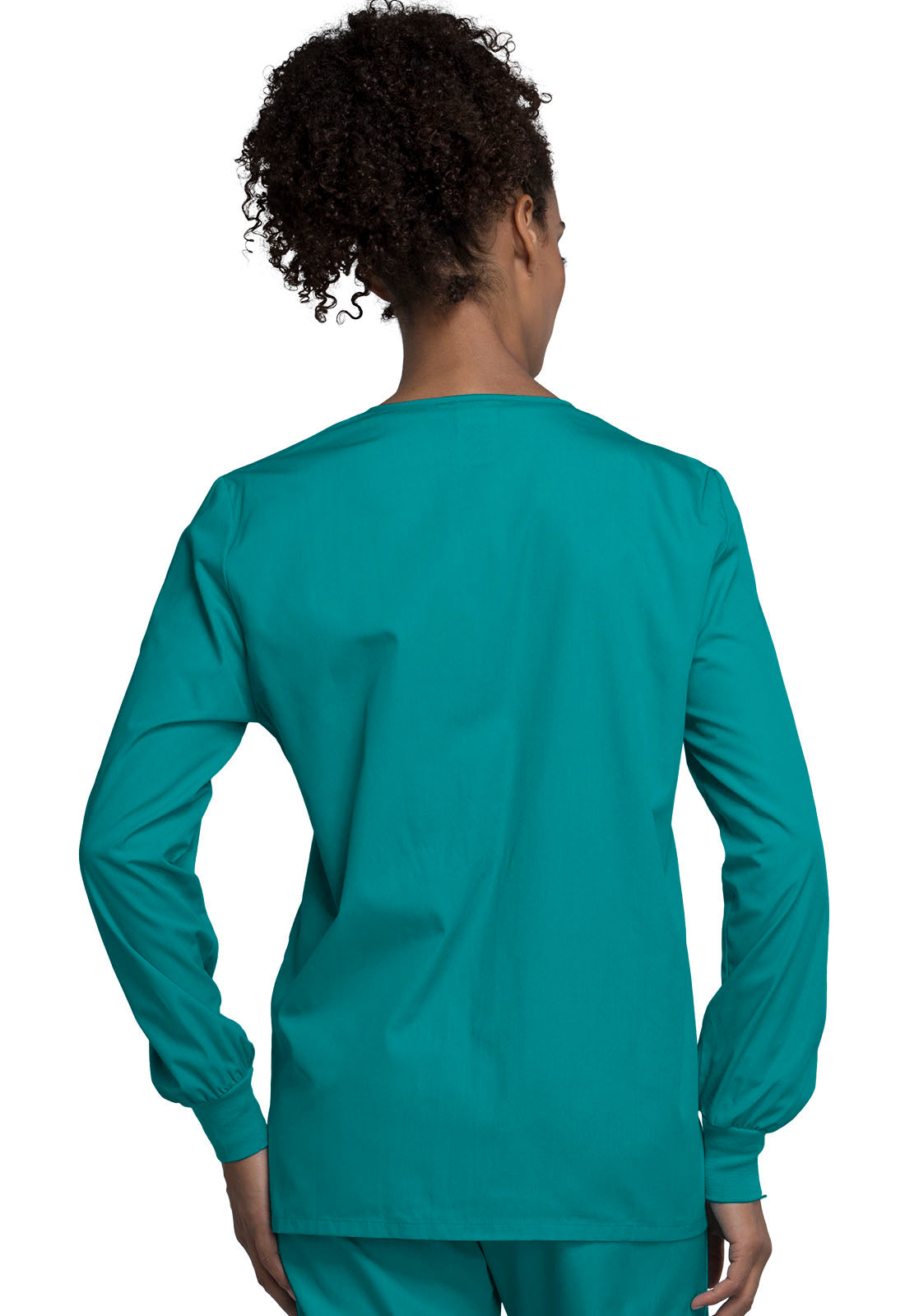 Originals 4350 Snap Front Warm-Up Jacket Teal Blue Model Image Back | Cherokee Workwear