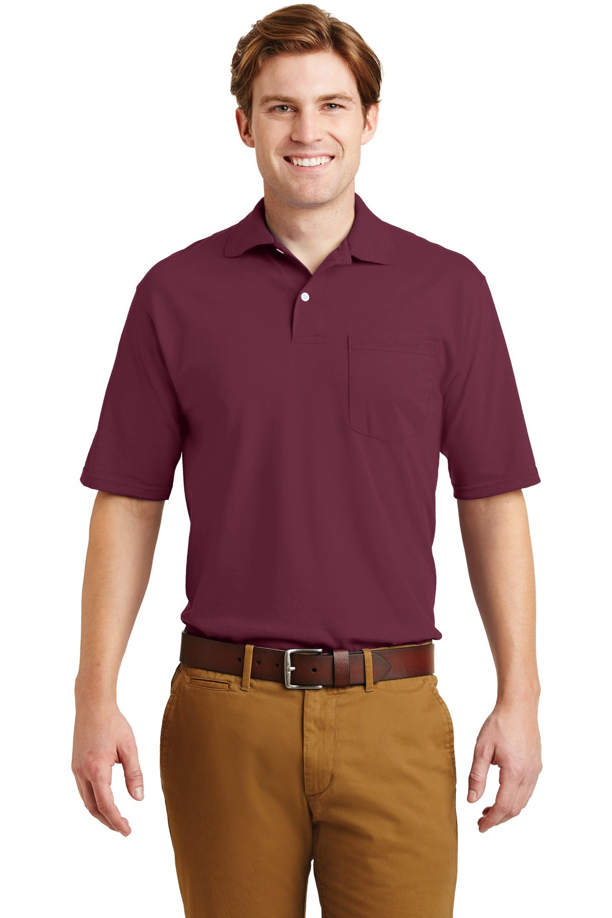 Jerzees Dri-Power Pocket Sport Shirt. 436MP Maroon