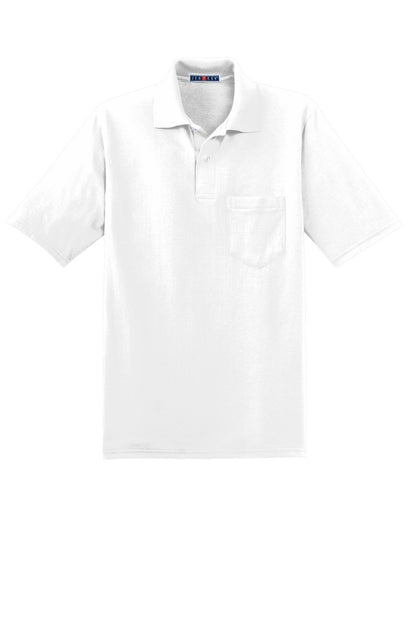 Jerzees Dri-Power Pocket Sport Shirt. 436MP White