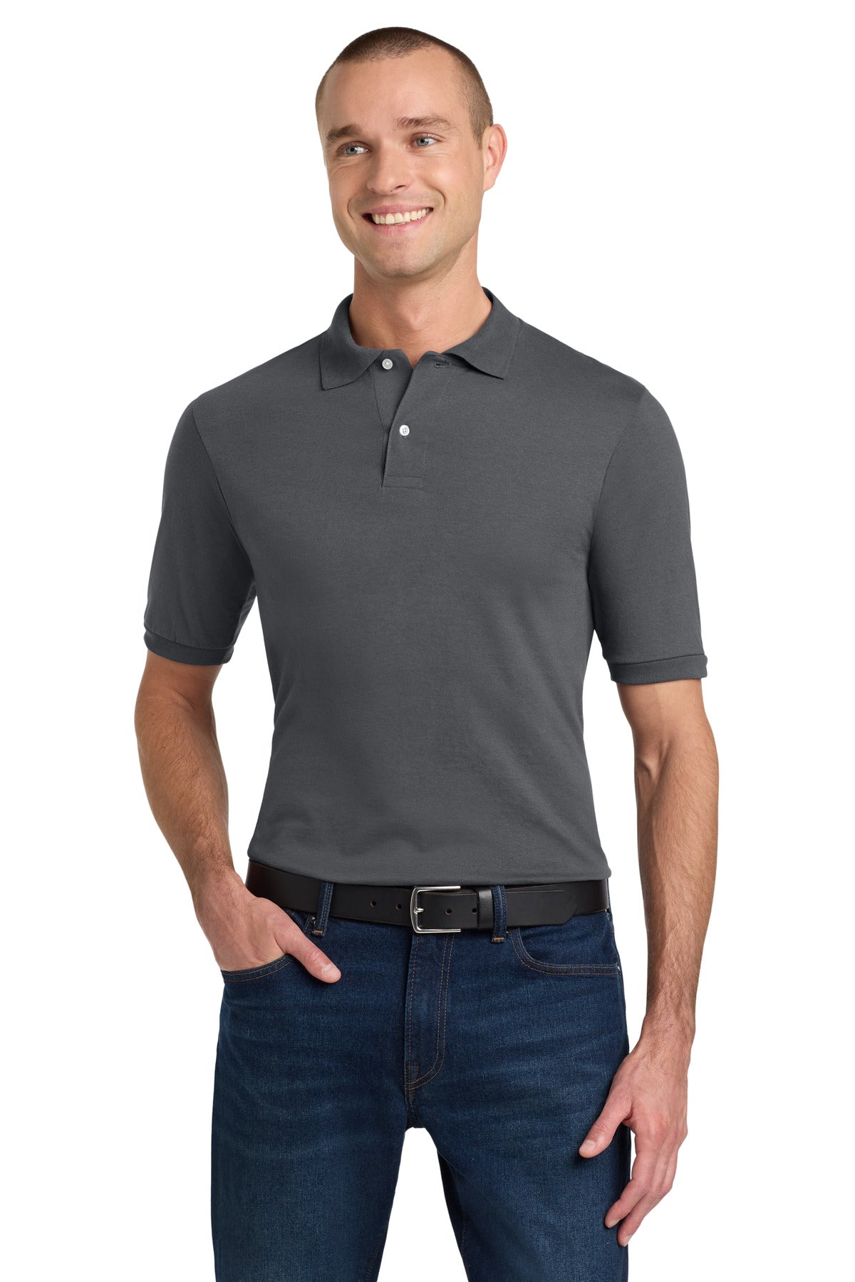 Jerzees Dri-Power Sport Shirt. 437M Charcoal Grey