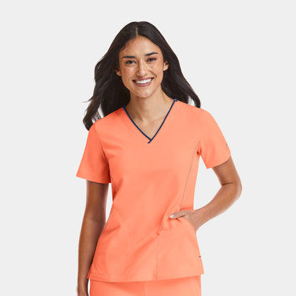Matrix Impulse 4510 Women's Contrast V-Neck Top Fresh Salmon