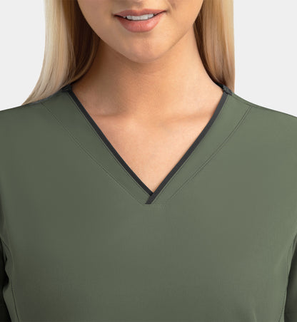 Matrix Impulse 4510 Women’s Contrast V-Neck Top Olive