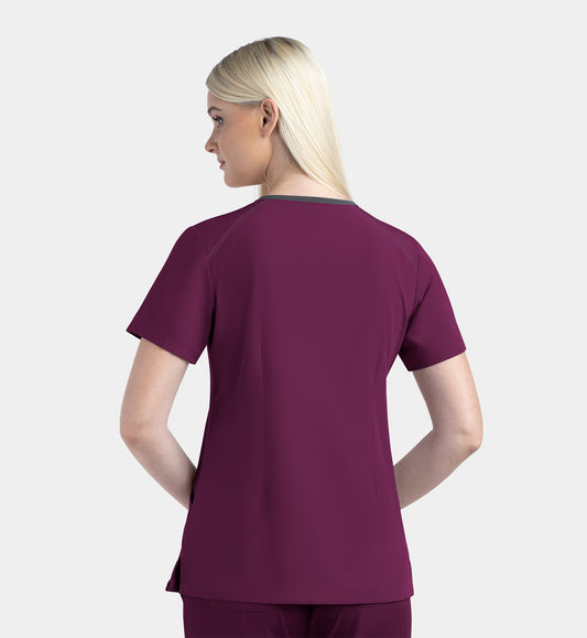 Matrix Impulse 4510 Women’s Contrast V-Neck Top Wine