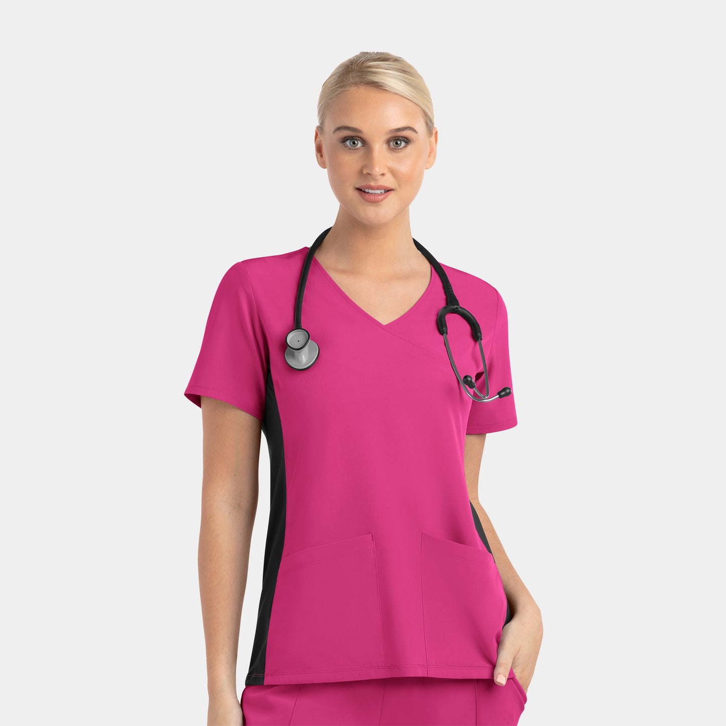 Matrix Impulse 4520 Mock Wrap Scrub Top with Contrast Knit Panels