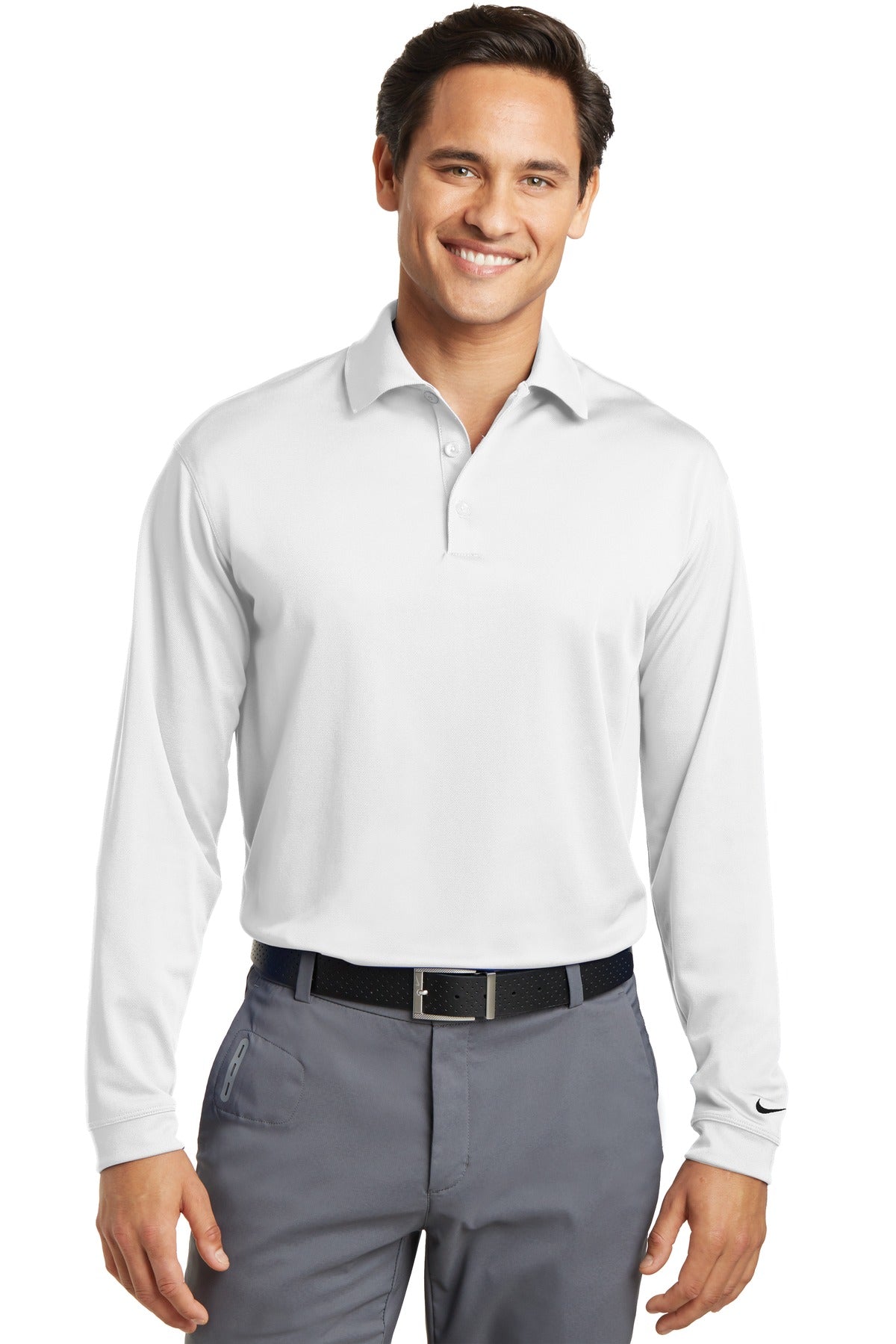 Nike Long Sleeve Dri-FIT Stretch Tech Polo. 466364 White