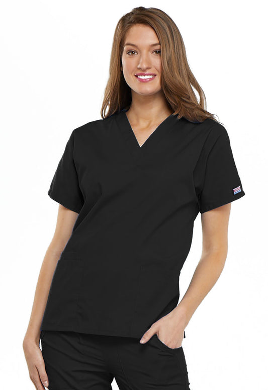 Originals 4700 V-Neck Top Black Model Image Front | Cherokee Workwear