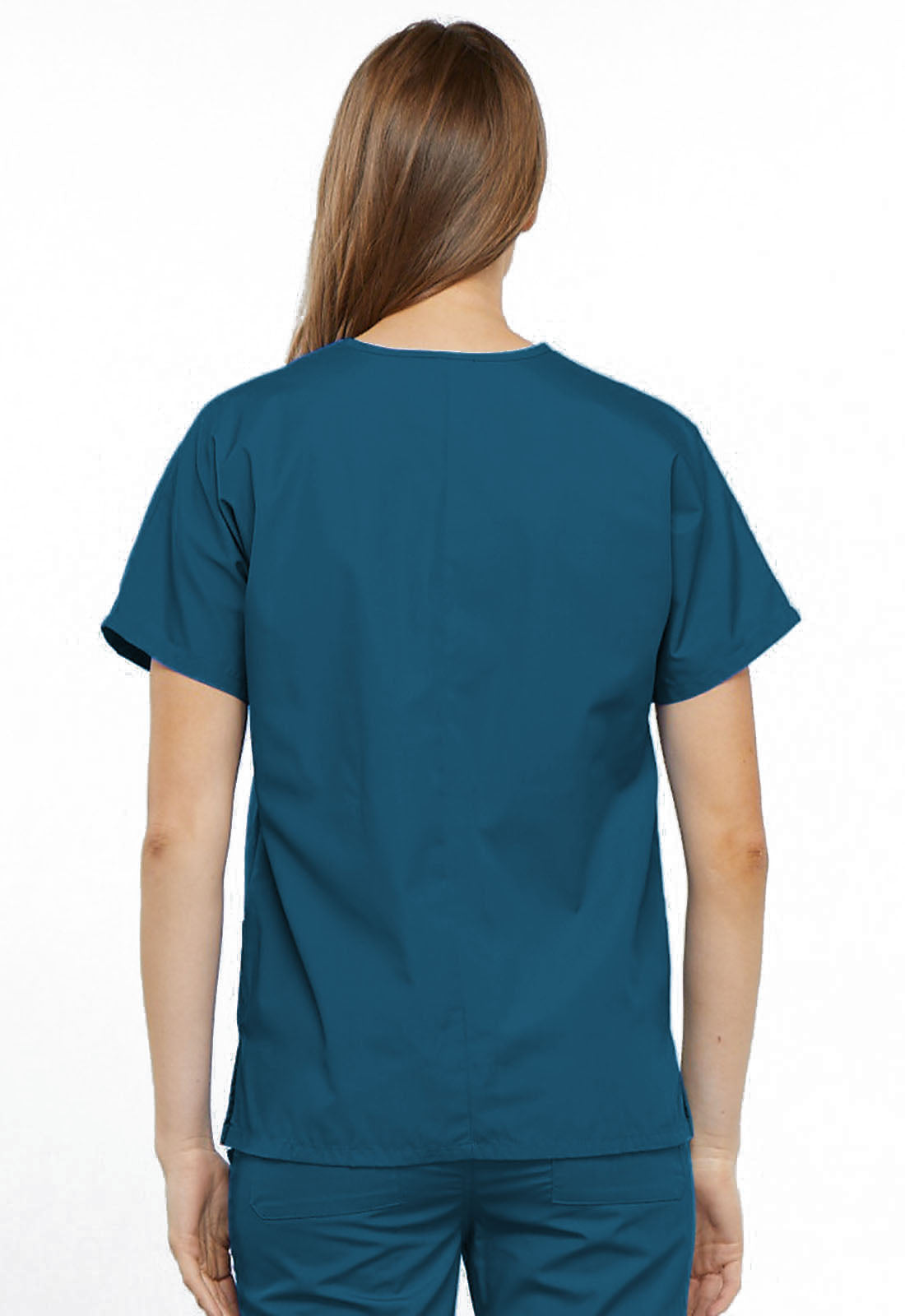 Originals 4700 V-Neck Top Caribbean Blue Model Image Back | Cherokee Workwear