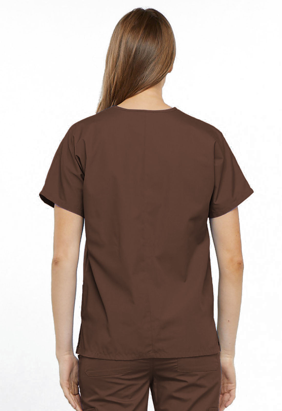 Originals 4700 V-Neck Top Chocolate Model Image Back | Cherokee Workwear