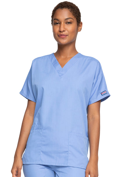 Originals 4700 V-Neck Top Ciel Model Image Front | Cherokee Workwear