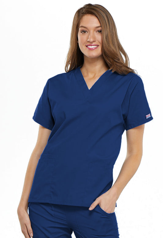 Originals 4700 V-Neck Top Galaxy Blue Model Image Front | Cherokee Workwear