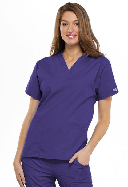 Originals 4700 V-Neck Top Grape Model Image Front | Cherokee Workwear