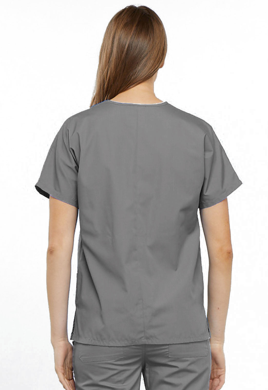 Originals 4700 V-Neck Top Grey Model Image Back | Cherokee Workwear