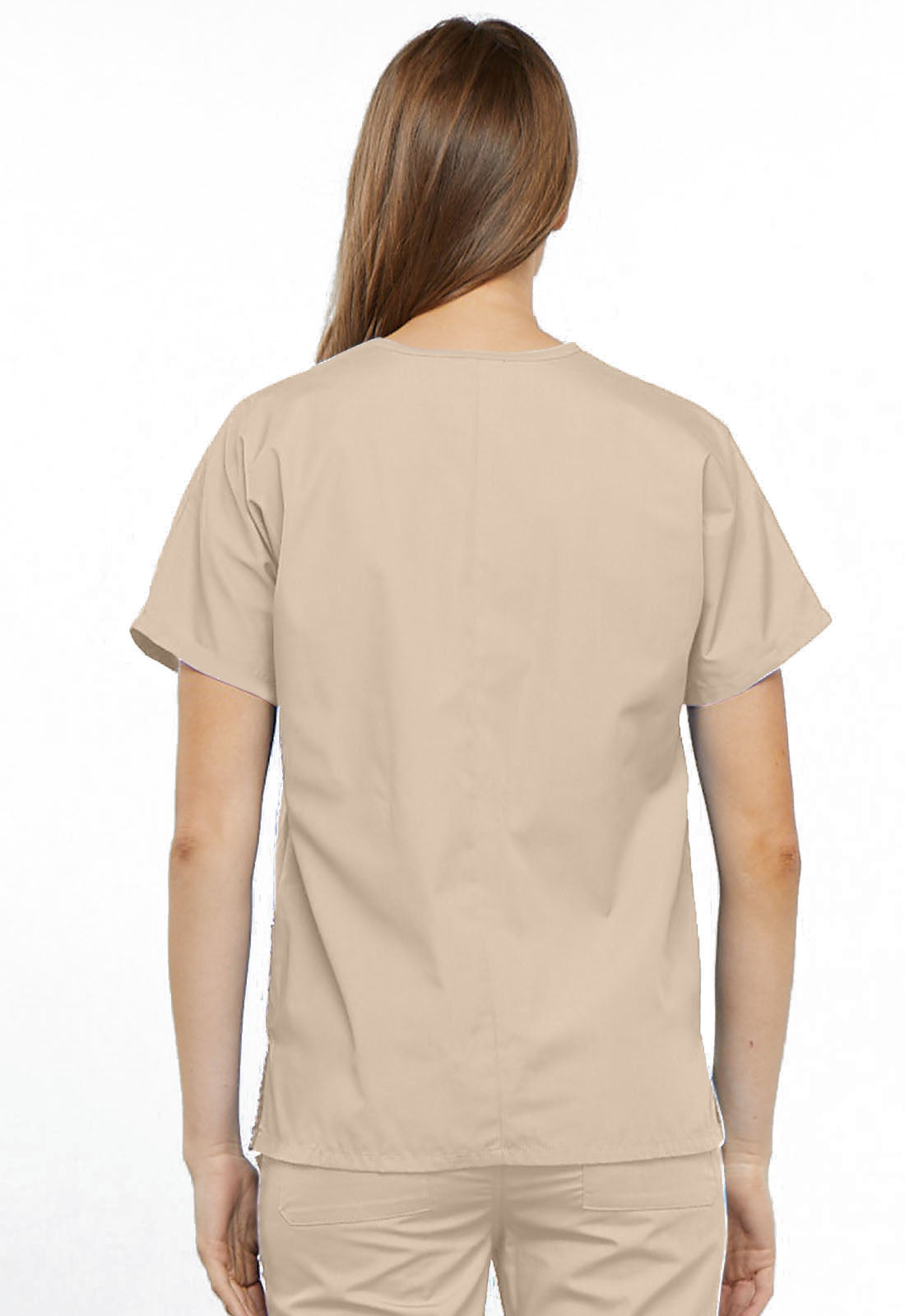 Originals 4700 V-Neck Top Khaki Model Image Back | Cherokee Workwear