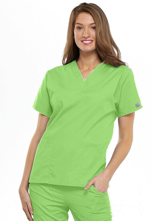 Originals 4700 V-Neck Top Lime Green Model Image Front | Cherokee Workwear