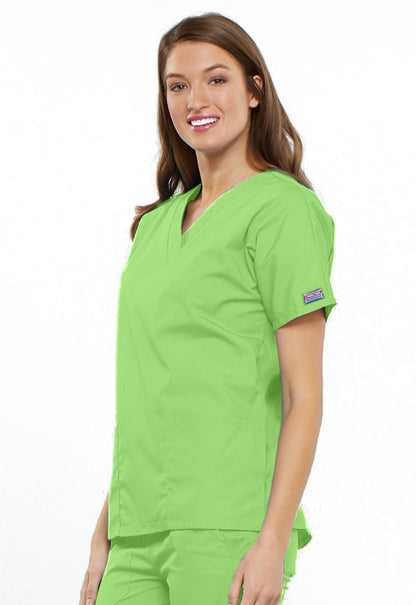 Originals 4700 V-Neck Top Lime Green Model Image Right Side | Cherokee Workwear