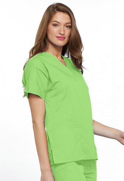 Originals 4700 V-Neck Top Lime Green Model Image Left Side | Cherokee Workwear