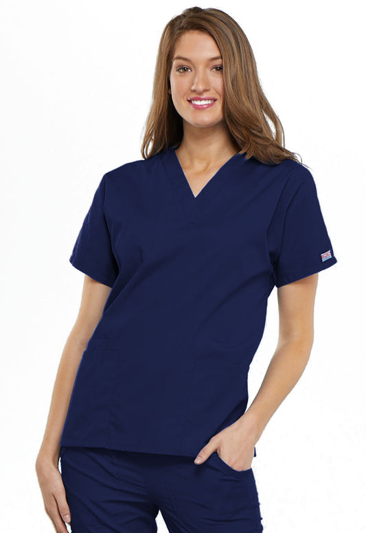 Originals 4700 V-Neck Top Navy Model Image Front | Cherokee Workwear