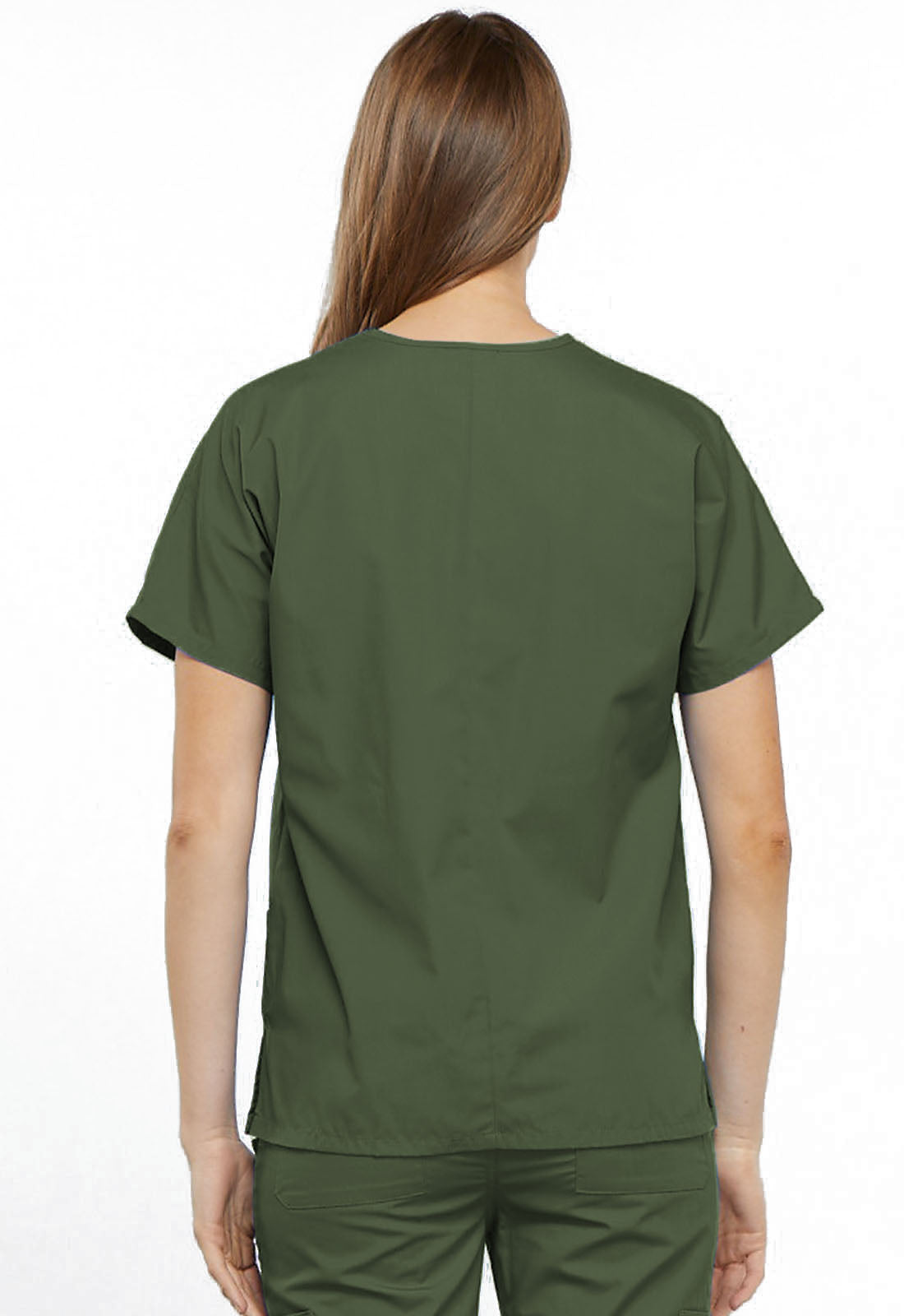 Originals 4700 V-Neck Top Olive Model Image Back | Cherokee Workwear