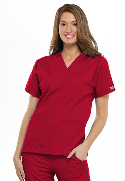 Originals 4700 V-Neck Top Red Model Image Front | Cherokee Workwear