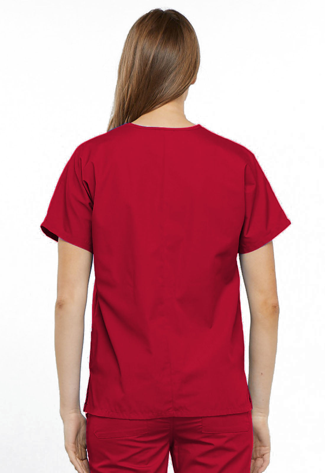 Originals 4700 V-Neck Top Red Model Image Back | Cherokee Workwear