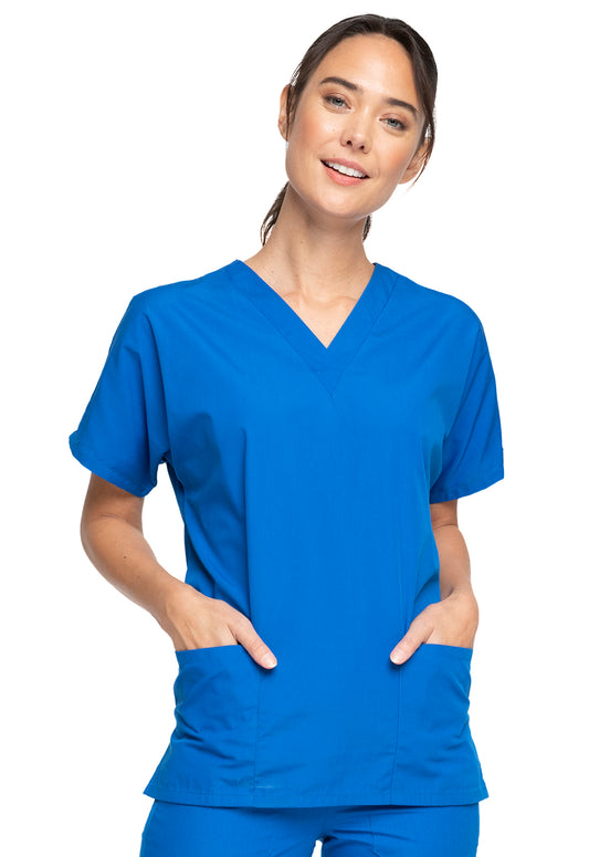 Originals 4700 V-Neck Top Royal Model Image Front | Cherokee Workwear