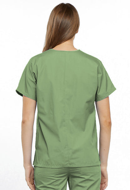 Originals 4700 V-Neck Top Sage Green Model Image Back | Cherokee Workwear