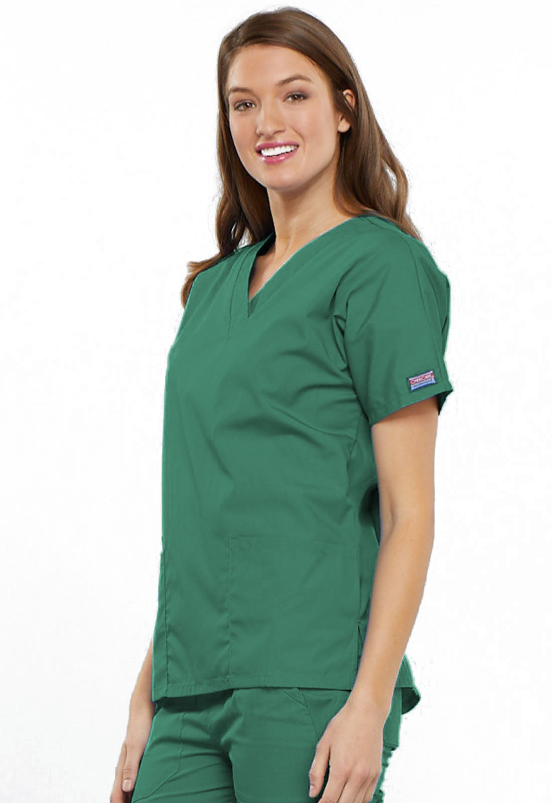 Originals 4700 V-Neck Top Surgical Green Model Image Right Side | Cherokee Workwear