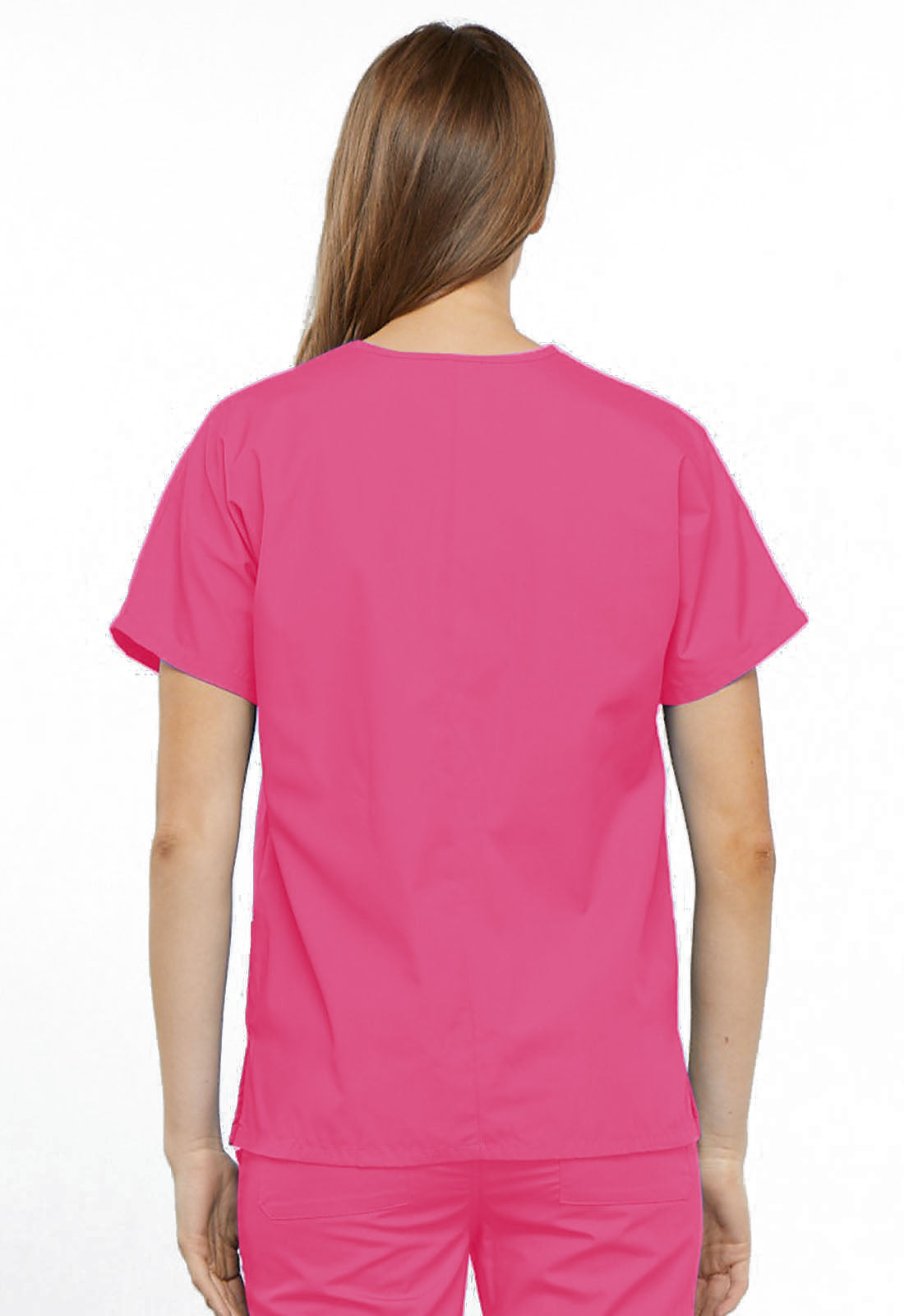 Originals 4700 V-Neck Top Shocking Pink Model Image Back | Cherokee Workwear