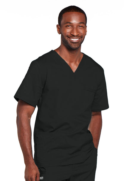 Core Stretch 4725 Unisex V-Neck Top Black Model Image Left Side | Cherokee Workwear