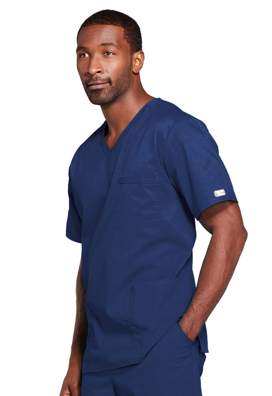 Core Stretch 4725 Unisex V-Neck Top Navy Model Image Right Side | Cherokee Workwear