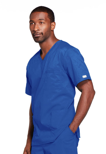 Core Stretch 4725 Unisex V-Neck Top Royal Model Image Right Side | Cherokee Workwear