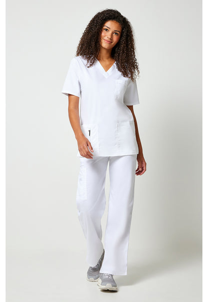 Workwear Core Stretch 4725 Unisex Unisex V-Neck Scrub Top White