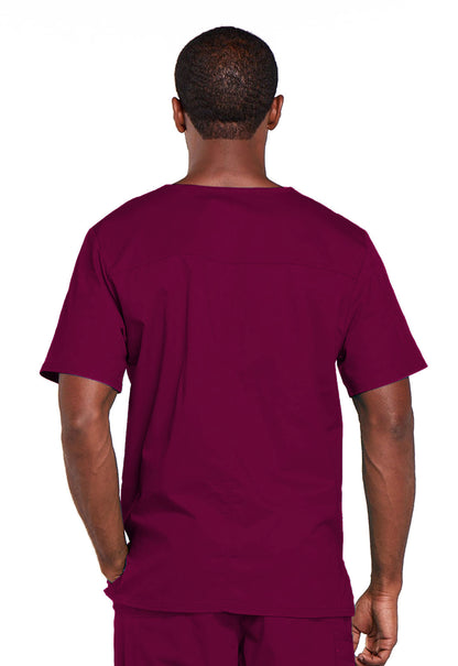 Core Stretch 4725 Unisex V-Neck Top Wine Model Image Back | Cherokee Workwear