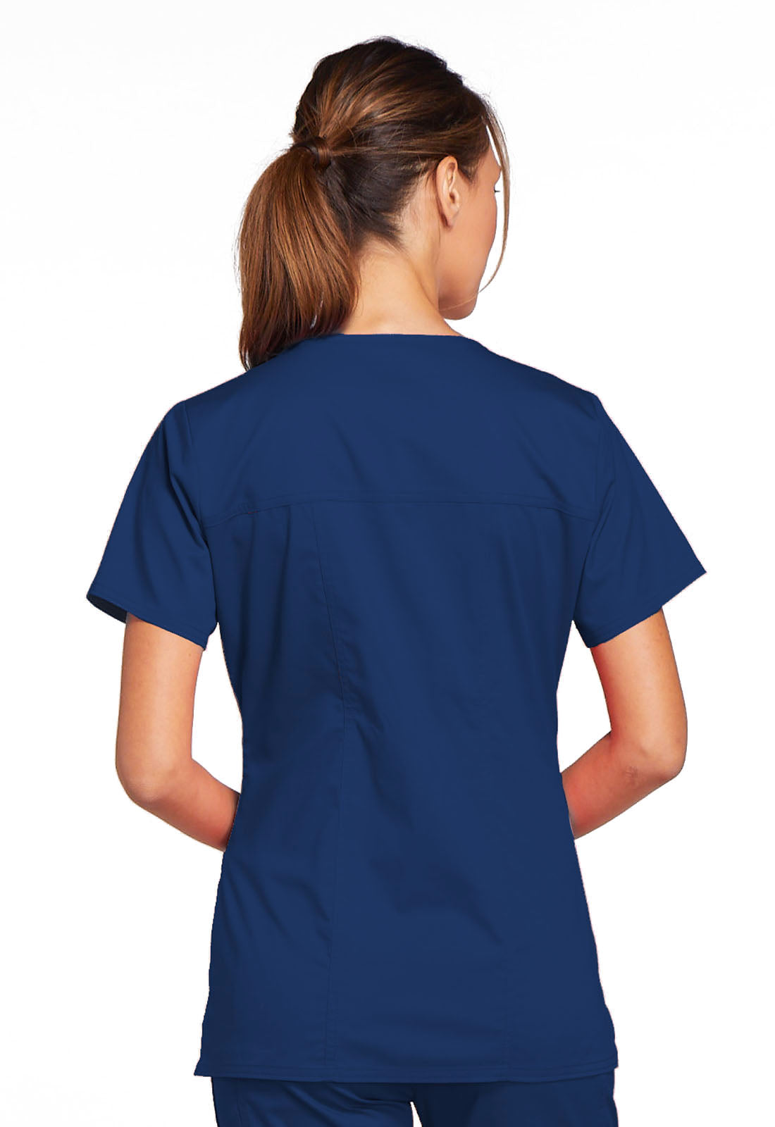 Core Stretch 4727 V-Neck Top Navy Model Image Back | Cherokee Workwear