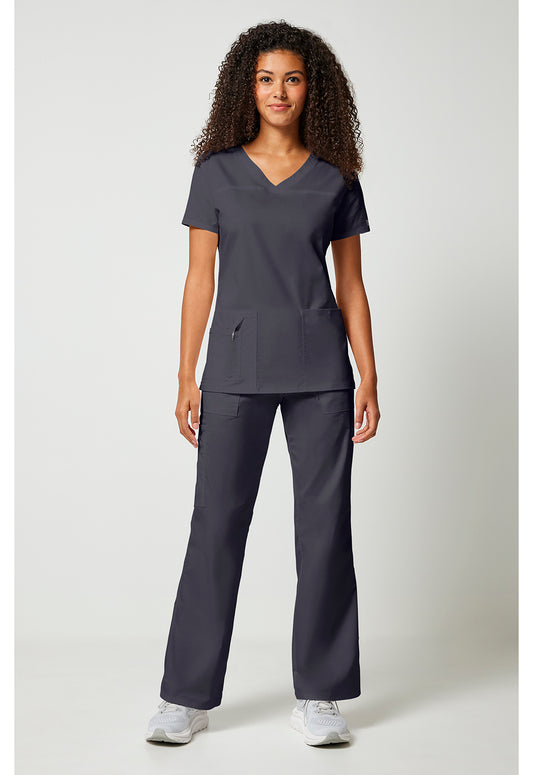 Workwear Core Stretch 4727 Women's V-Neck Scrub Top Pewter