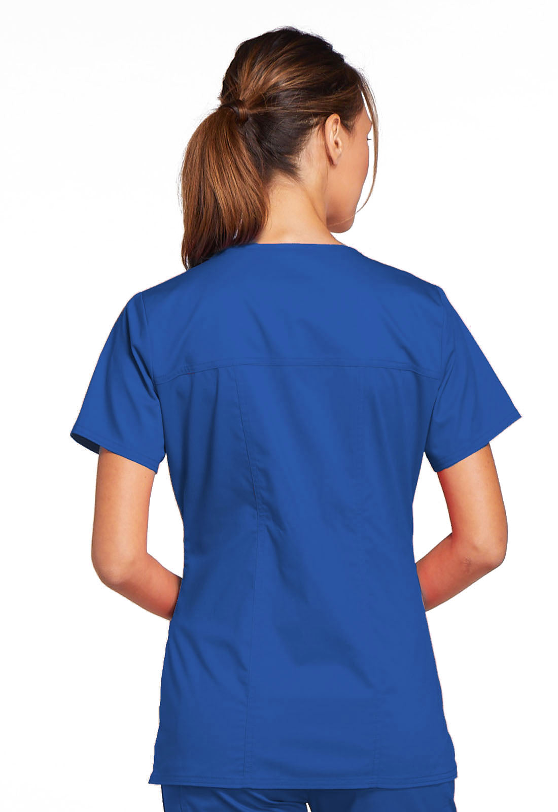 Core Stretch 4727 V-Neck Top Royal Model Image Back | Cherokee Workwear