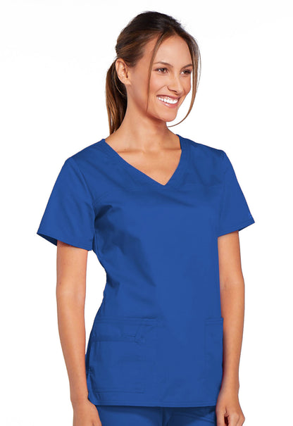 Core Stretch 4727 V-Neck Top Royal Model Image Left Side | Cherokee Workwear