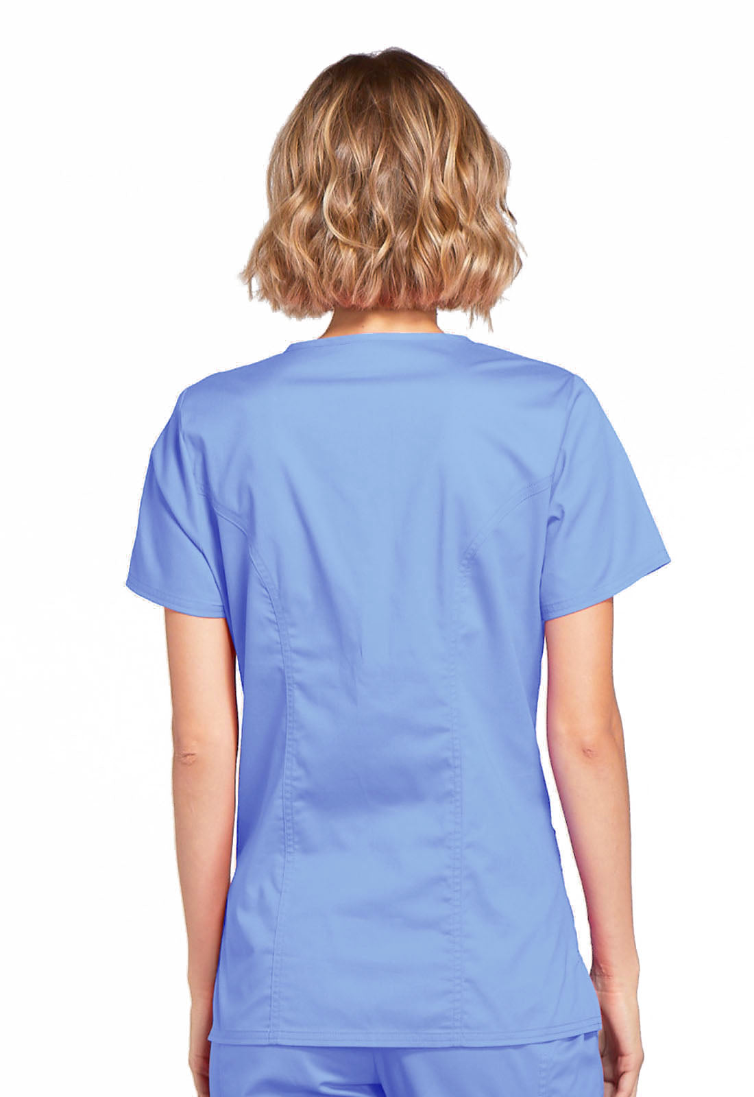 Core Stretch 4728 Mock Wrap Top Ciel Model Image Back | Cherokee Workwear