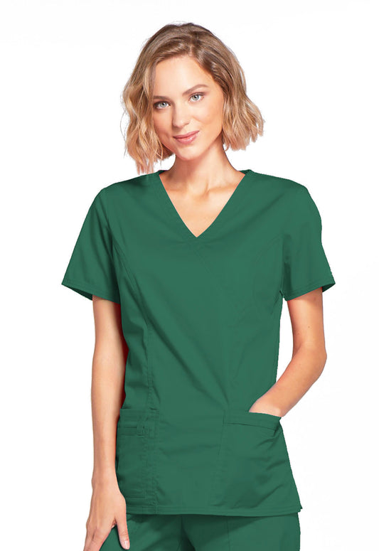 Core Stretch 4728 Mock Wrap Top Hunter Green Model Image Front | Cherokee Workwear