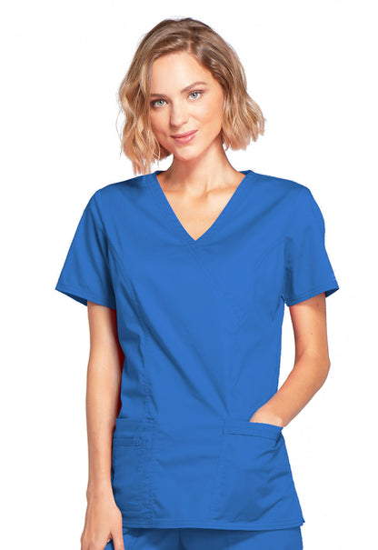 Core Stretch 4728 Mock Wrap Top Royal Model Image Front | Cherokee Workwear