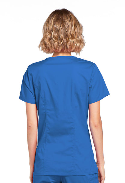 Core Stretch 4728 Mock Wrap Top Royal Model Image Back | Cherokee Workwear