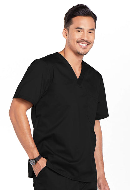 Core Stretch 4743 Men's Tuckable V-Neck Top Black Model Image Left Side | Cherokee Workwear