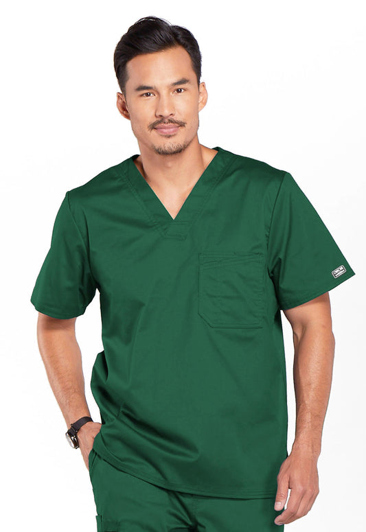 Core Stretch 4743 Men's Tuckable V-Neck Top Hunter Green Model Image Front | Cherokee Workwear