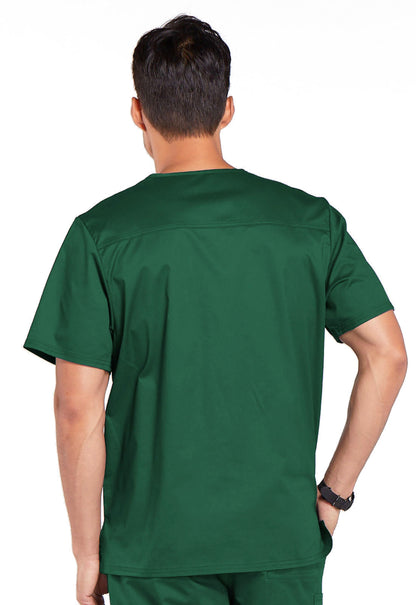 Core Stretch 4743 Men's Tuckable V-Neck Top Hunter Green Model Image Back | Cherokee Workwear