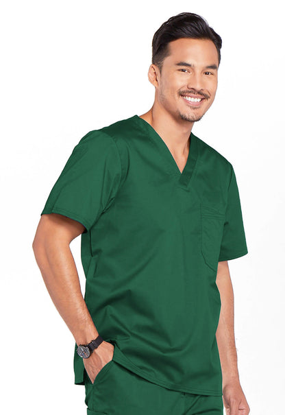 Core Stretch 4743 Men's Tuckable V-Neck Top Hunter Green Model Image Left Side | Cherokee Workwear