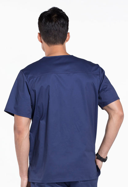 Core Stretch 4743 Men's Tuckable V-Neck Top Navy Model Image Back | Cherokee Workwear