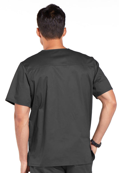 Core Stretch 4743 Men's Tuckable V-Neck Top Pewter Model Image Back | Cherokee Workwear